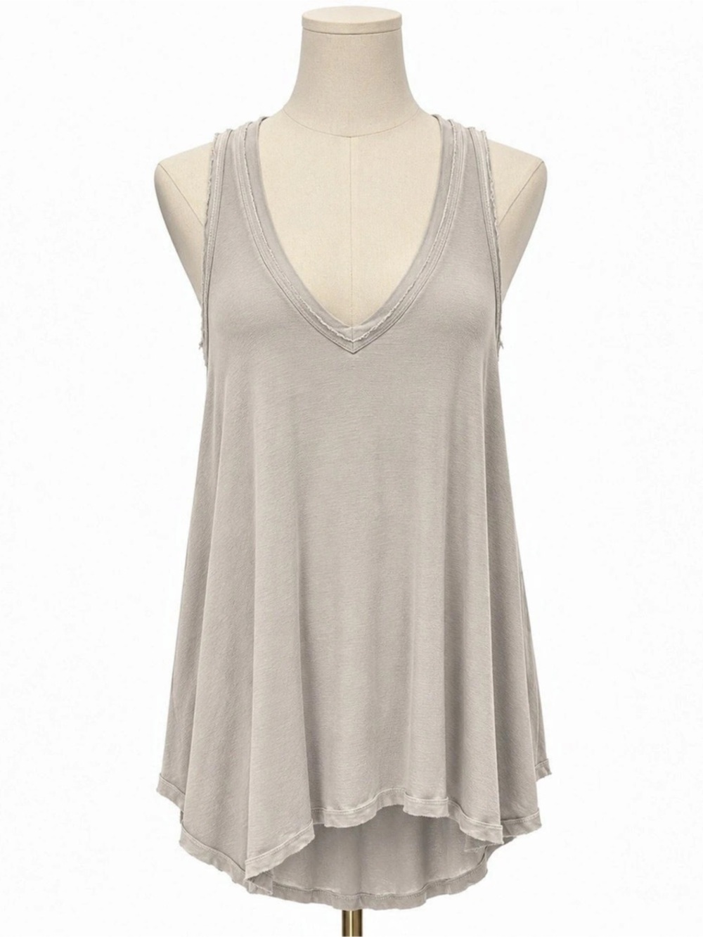Z Supply Distressed Hi-Low Tank Top Size L Gray Sleeveless V-Neck